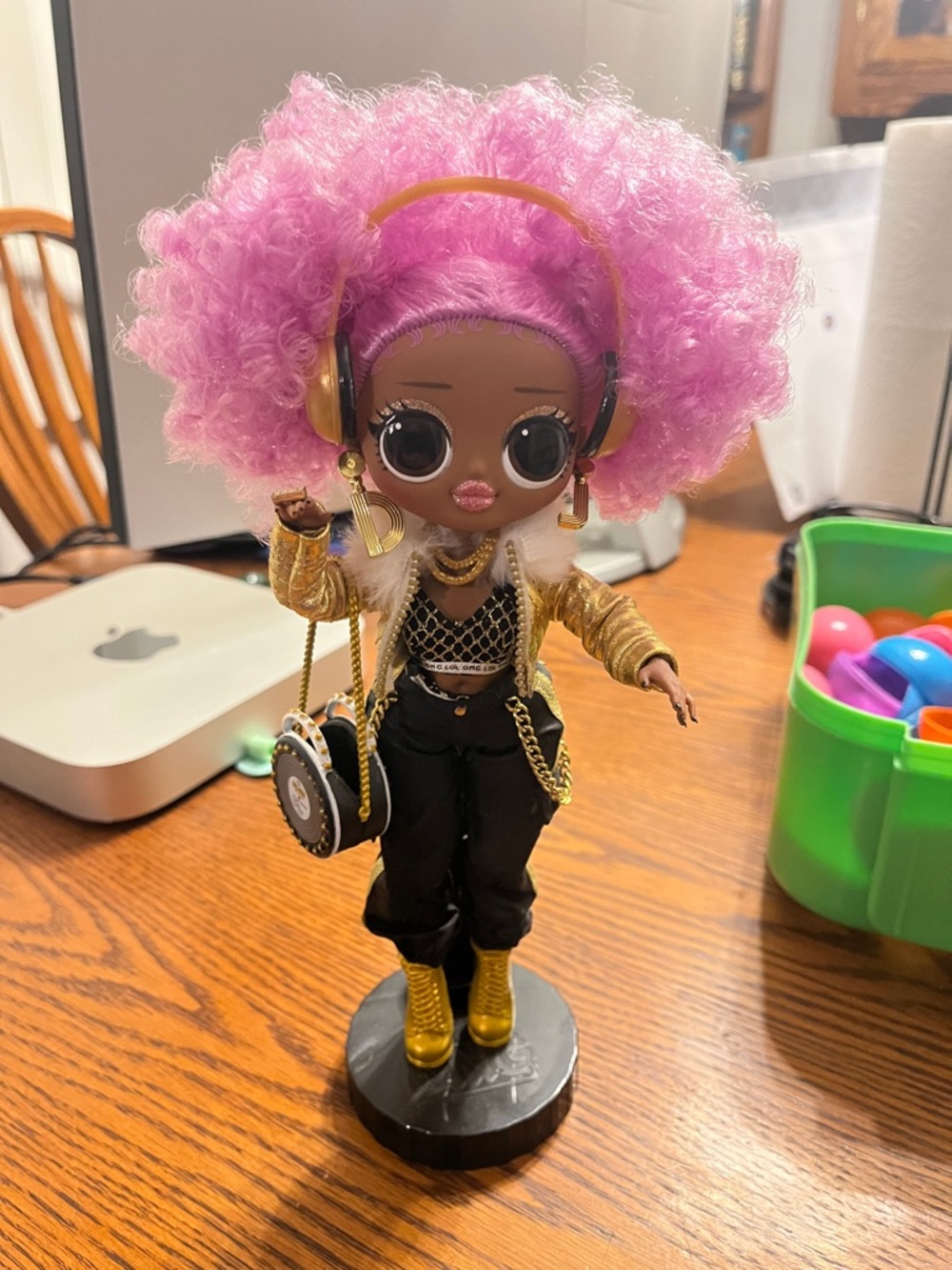 Fashion Doll with Pink Hair and Gold Outfit - Kids Toys Dolls & Accessories